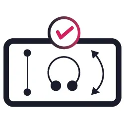 illustration of three different types of barbell jewelry surrounded by a frame and a circle with a checkmark above it