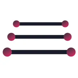 illustration of 3 straight barbells on top of each other and sorted by size