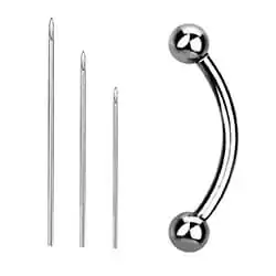 Complete piercing kit with needle and body jewellery