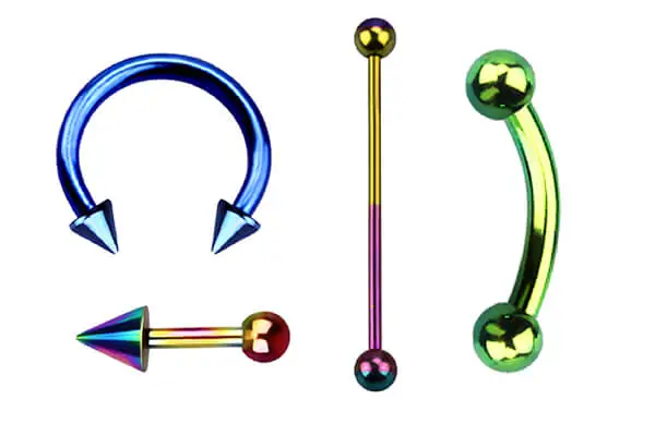 Anodized titanium body jewellery