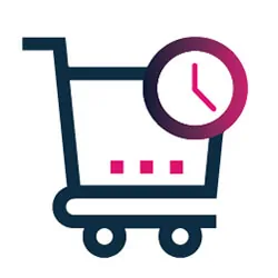 Illustration of a shopping cart and a clock