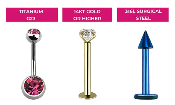 wholesale body jewellery in titanium and gold