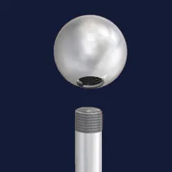 An externally threaded piercing post and piercing ball