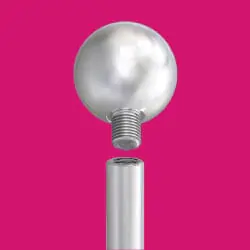 An internally threaded piercing post and piercing ball