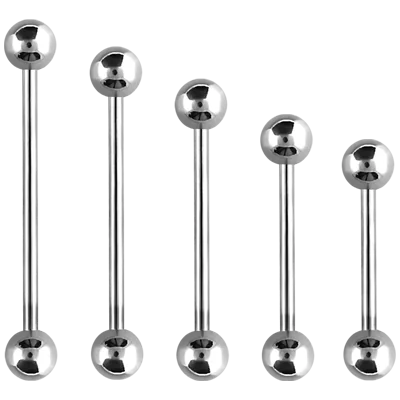 five straight barbells for piercings in different sizes