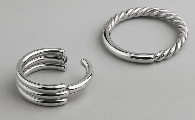 Two different hinged segment rings with electropolished finishing
