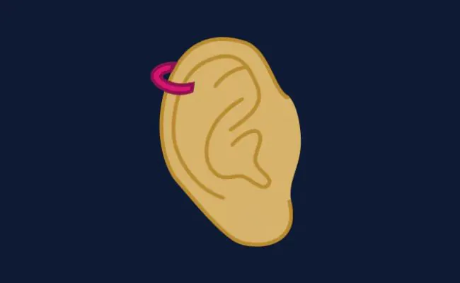 Illustration of a helix piercing