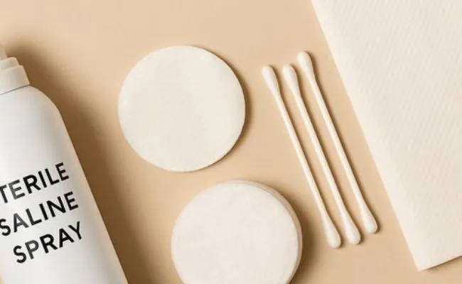 sterile saline spray and other piercing aftercare supplies
