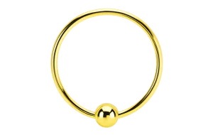A captive bead ring for body piercings made of gold