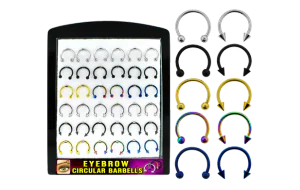Black body jewellery displays for Circular Barbells